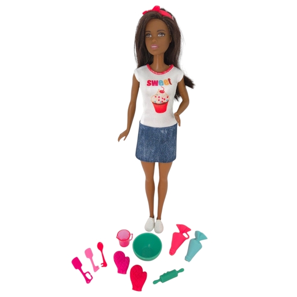 Barbie Bakery Chef African-American Black Nikki Mattel Doll & Accessories Set - Picture 1 of 8